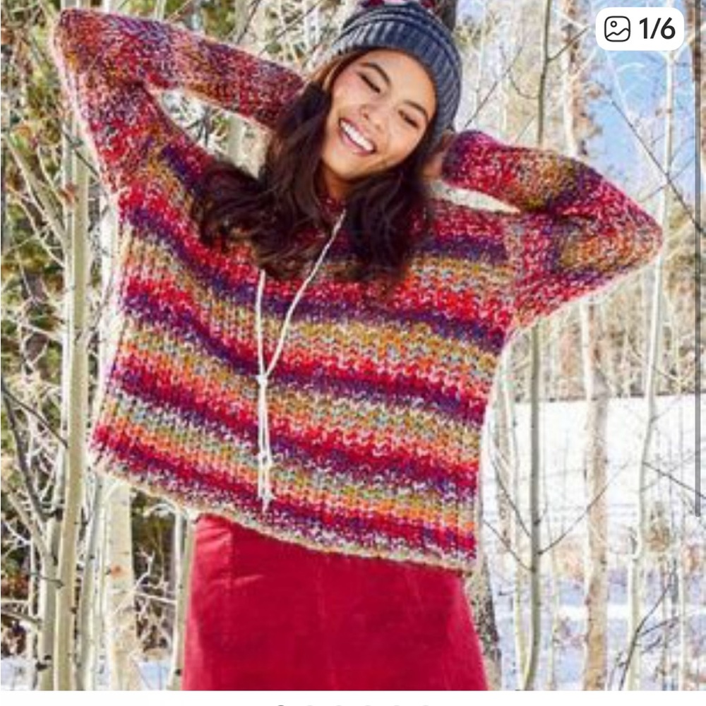 Altar'd State M Multicolor jewel tones Striped Scoop Neck Knit Sweater